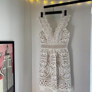 Monique Lhuillier x Anthropologie Ivory Lace White Mini Dress (Bridal)